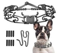 Collar de Metal con púas for Perros, con púas extraíbles y Goma cómoda, Cadena de Acero Inoxidable Ajustable. Collar de Perro Grande(Black-2,M-22inch(55cm))