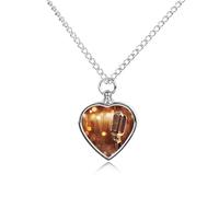 Collar de metal dorado con micrófono y urna de notas musicales para cenizas, colgante de corazón, collar conmemorativo de cremación para mascotas