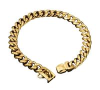 Collar de Metal para Perro, Cadena Dorada con Cierre de Seguridad, 19 mm de Ancho, Estilo Cubano, para Perros Grandes, 45 cm de Cadena Dorada.