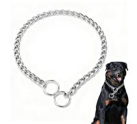Collar de metal para perro, collares de cadena de entrenamiento pesado, collar de martingala ajustable para perros de raza XXS XS, S, S, M, L, grande, XL, plateado, S