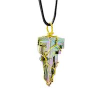 Collar De Mineral De Bismuto - Collares De Cristales De Metal Verde Natural | Collares Con Colgante De Bismuto, Chakras Curativos De Reiki, Collares Con Cristales De Bismuto, Colgantes De Piedra De