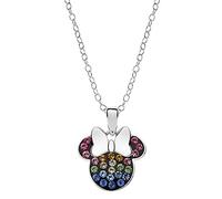 Collar de Minnie Disney de Plata con Circonitas para Niña, color Arcoíris, 45 cm