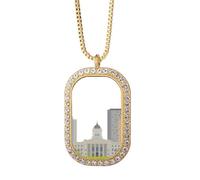 Collar de moda con colgante de edificios de Canadá y edificios de la ciudad, joyería dorada de cristal de diamantes