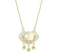 Collar de moda con personalidad for mujer, collar con colgante Xiangyun Ruyi, colgante de calcedonia blanca, luz de verano, collar de plata de lujo, estilo chino, "bloqueo concéntrico", collar de "Pin