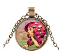 Collar de moda de dibujos animados Mia And Me Hada Elfo Anime Foto redonda Hecho a mano de cristal cúpula colgante de cadena larga para niño, Aleación de zinc
