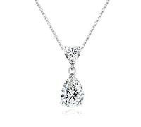 Collar de moissanita de corte redondo y corazón de 1CT para mujeres, D Color Clarity Lab creado Collar de diamantes de 18k Rose amarillo blanco Vermeil 4 Prong clásico Moissanite para mujeres