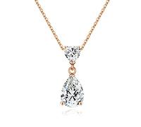 Collar de moissanita de corte redondo y corazón de 1CT para mujeres, D Color Clarity Lab creado Collar de diamantes de 18k Rose amarillo blanco Vermeil 4 Prong clásico Moissanite para mujeres