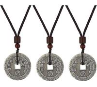 Collar de monedas de Feng Shui, collar chino de monedas de la suerte, collar de Feng Shui para riqueza, buena suerte, collar con colgante de Feng Shui, mejora la suerte y la fortuna familiar, Plata