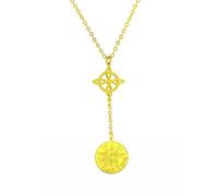 Collar de Mujer colgante Nudo de Bruja y Tetragramatón para Mujer Los 7 CHAKRAS, Colgante Largo de Símbolos Espirituales, Yoga Reiki Meditación Amuleto (Nudo de Bruja con Tetragramatón Placa Dorada)