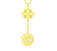 Collar de Mujer colgante Nudo de Bruja y Tetragramatón para Mujer Los 7 CHAKRAS, Colgante Largo de Símbolos Espirituales, Yoga Reiki Meditación Amuleto (Nudo de Bruja con Tetragramatón Dorado)