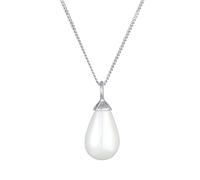 Collar de mujer de plata de ley 925 con una auténtica perla de agua dulce, cadena con perla en forma de gota, cadena de plata con colgante de perlas (15 mm) para mujer, longitud 60 cm, Perla, Perla
