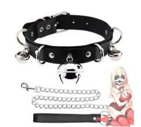 Collar de múltiples campanas con decoración de cuero negro, con un diseño de campana que se complementa con el cuero, muy adecuado para llevar todos los días y un regalo original para la fiesta - Z