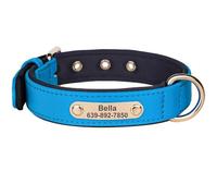 Collar de nailon impermeable para cachorros, collar personalizado para perro, grabado personalizado, placa de identificación de mascotas, collares para chihuahua, pug, bulldog francés, azul, M