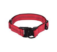 Collar de nailon para perro con doble anillo en D, tiras reflectantes de longitud ajustable, cómodo para perros grandes y medianos