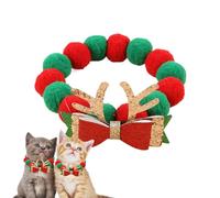 Collar de Navidad para gatos - Collares de Navidad para gatos, pajarita de peluche para gatos | Decoraciones de traje de perro coloridas y suaves, Accesorios de traje de gato ajustables para Chato