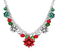 Collar de Navidad para mujer, diseño de campanas coloridas, aretes de cadena coloridos, joyería de Navidad, joyería rellena de rosas, Metal, No es una piedra preciosa