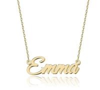 Collar de Nombre Personalizado en Oro de 18K Emma - Colgante de Acero Inoxidable Grabado Personalizable para Mujeres - Regalo para Cumpleaños, Aniversarios, Graduaciones y el Día de San Valentín