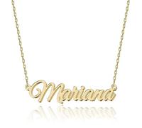 Collar de Nombre Personalizado en Oro de 18K Mariana - Colgante de Acero Inoxidable Grabado Personalizable para Mujeres - Regalo para Cumpleaños, Aniversarios, Graduaciones y el Día de San Valentín