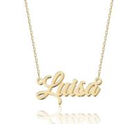Collar de Nombre Personalizado Luisa en Oro de 18K - Colgante de Acero Inoxidable Grabado Personalizable para Mujeres - Regalo para Cumpleaños, Aniversarios, Graduaciones y el Día de San Valentín