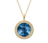 Collar de nubes de tono azul con diseño de barco de guerra para mujer, colgante de joyería ajustable para mamá, esposa, novia, regalos, talla única, Metal