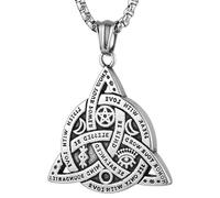 Collar De Nudo Celta Triquetra De Bruja Vikinga Para Hombre Y Mujer, Amuleto Rúnico Gótico De Acero Inoxidable, Colgante De Nudo De La Trinidad Cristiana Irlandesa(Silver)