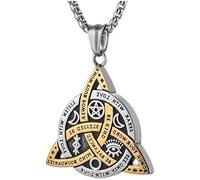 Collar De Nudo Celta Triquetra De Bruja Vikinga Para Hombre Y Mujer, Amuleto Rúnico Gótico De Acero Inoxidable, Colgante De Nudo De La Trinidad Cristiana Irlandesa(Gold)