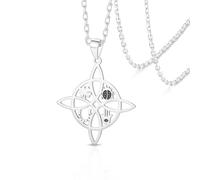 Collar de nudo de bruja diseño de mariquita trébol de cuatro hojas herradura colgante de Hamsa collar de nudo celta amuleto de la suerte protección de brujería joyería irlandesa pagana (Plata)