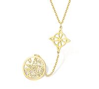 Collar de nudo de brujas Tetragrammaton Pentagram Collares Colgante de nudo celta Protección de la brujería Pagan joyería irlandesa para las mujeres los hombres (Collar con nudo de bruja en oro)