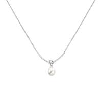 Collar de nudo de plata de ley con colgante de perlas de agua dulce, 17.72 pulgadas, idea de regalo simple y elegante