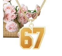 Collar De Número Para Deportes,Joyas de Cadena Deportiva Fabricada en Acero Inoxidable | Collar con Colgante de Número Sesenta y Siete | Regalo para Niñas Niños Adolescentes Mujeres Hombres Familiares