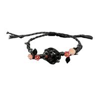 Collar de obsidiana, colgante irregular para mujer, collar de piedra negra hecho a mano con cuerdas tejidas ajustables, regalo para parejas, adolescente y juvenil para uso diario, Refer to