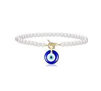 Collar de ojo malvado, gargantilla de perlas de imitación de cristal turco azul con colgante de mal de ojo para mujer, joyería de protección de la suerte, Vidrio, Sin gemas.