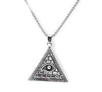 Collar de ojo pirámide para hombre, collar con colgante masónico Ojo que ve todo con cadena de 25.6", collar de pirámide triangular ojo de la Providencia, collar de masones, joyería punk, Acero