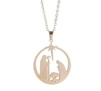 Collar de oración recortado de acero inoxidable, joyería cristiana, collar con colgante de oro/plata para hombres y mujeres, creyentes que oran, regalo ideal de religión, talla única, Acero inoxidable