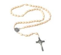 Collar de oración religioso, rosario vintage, diseño hecho a mano con perlas de madera, tamaños 8 mm, 10 mm y 5,2 cm, colgante tradicional, One Size, Como se describe, as described