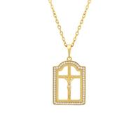 Collar de oro amarillo Au 375/585/750 con colgante de cruz de Jesús, 45 cm, Oro amarillo de 18 quilates (750), Moissanita