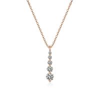 Collar de oro auténtico de 18 quilates, oro rosa Au750 con moissanita, colgante de varilla, 45 cm, Oro rosa de 9 quilates, Moissanita
