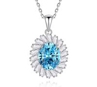 Collar de oro blanco 585 de 14 quilates con topacio azul ovalado, colgante de lujo para mujer, oro de 14 quilates, moissanita, 45 cm