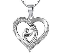 Collar de oro blanco de 18 quilates para mujer con colgante de corazón con cristales de Swarovski Elements, regalo para madre, esposa, novia, cumpleaños, día de la madre, Navidad, San Valentín