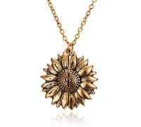Collar de oro para mujer elegante Tu eres mi regalo de joyas con collar de cadena larga con colgante en forma de girasol con medallón abierto convenient handled