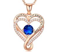 Collar de oro rosa de 18 quilates para mujer, regalos para esposa, cumpleaños, boda, aniversario, para ella, corazón infinito, piedra natal, joyería para novia, regalo de amor para mamá e hija en