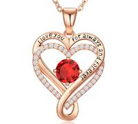 Collar de oro rosa de 18 quilates para mujer, regalos para esposa, cumpleaños, boda, aniversario, para ella, corazón infinito, piedra natal, joyería para novia, regalo de amor para mamá e hija en