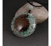 Collar de oronge de grava con astillas de piedra natural, colgante de conchas marinas de concha de fósiles energéticos de orgonita,40 mm