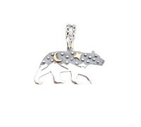 Collar de oso con cordillera en plata de ley 925. Colgante de bronce con luna, estrellas, espíritu salvaje, animal del bosque, valentía feroz, fuerza|Cadena de 45 cm|Chapado en plata|LK_PNK_03153