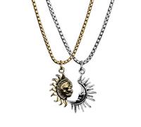 Collar de para Parejas,Collar de Amistad de - Collar con colgante de acero de titanio y sol de media luna - Conjunto de joyas a juego, collar para parejas, joyería para ella, él, mujeres y hombres