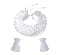 Collar de payaso renacentista, elegante cuello blanco, chal y puños sintéticos, para bailes de máscaras y eventos de disfraces, accesorio de disfraz de Halloween, Juego de líderes falsos, Talla única