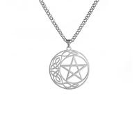 Collar de pentáculo con nudo celta, collar con colgante de estrella con nudo celta y luna celta, collar de pentáculo vintage, collar de amuleto wiccano, joyería de la suerte para mujeres y hombres