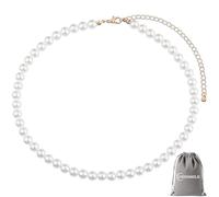 Collar de Perlas Blancas - Gargantilla 6 mm para Mujer, Bisutería, Regalo para Niñas, Cumpleaños, Bodas o Aniversarios, Resina