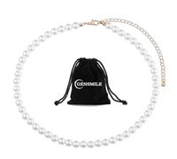 Collar de perlas blancas para mujer - Gargantilla de perlas para mujer, 6 mm, colgante de perlas, collar de bisutería, regalo para niñas, cumpleaños, bodas o aniversarios, Resina