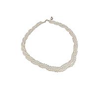 Collar de perlas cultivadas de agua dulce blancas de 3 hebras para mujer, collar de cadena y aniversario de buena lujuria, Perlas, No es una piedra preciosa